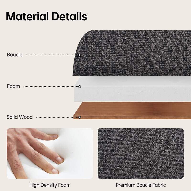 Arm Fabric bench with Solid Wood Legs