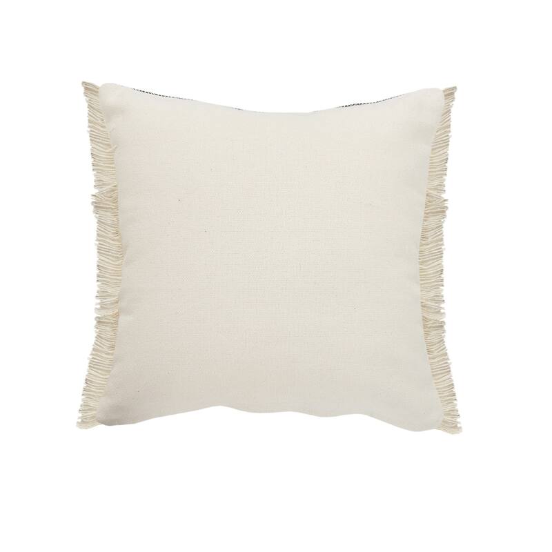 HomeRoots 20" X 20" Denim Blue Tan And Taupe Jute Coastal Zippered Pillow