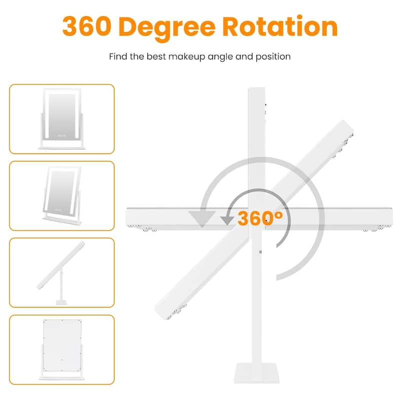 HD 10X Magnifying Vanity Mirror with 3-Color Dimmable LED Lights