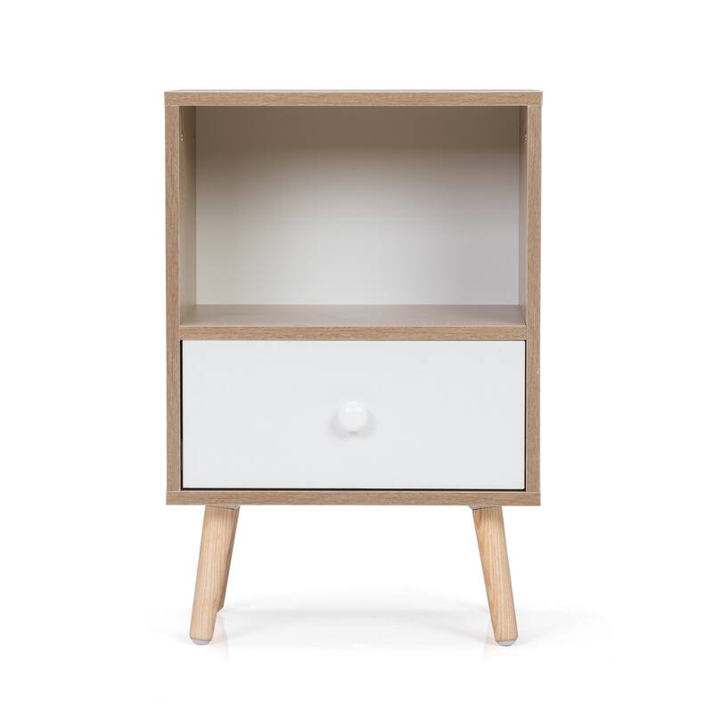 Mid-Century Wood Nightstand Set of 2