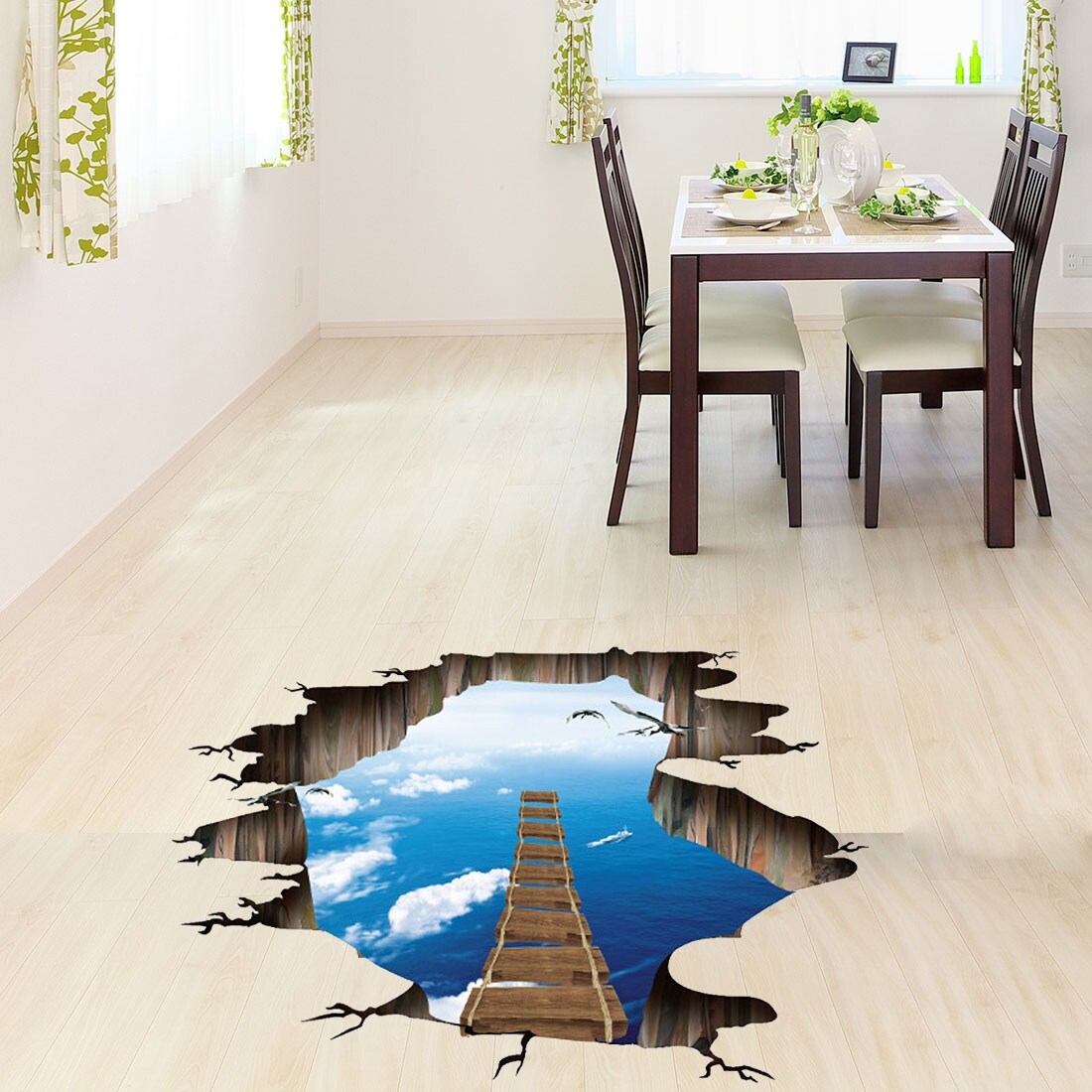 Shop Ocean Bridge Pattern Removable 3d Wall Sticker Self Stick