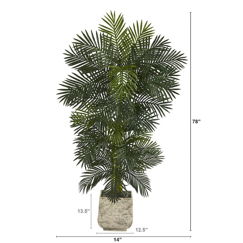 Artificial Palm Tree 6.5ft Indoor Outdoor Tree in Planter - Green