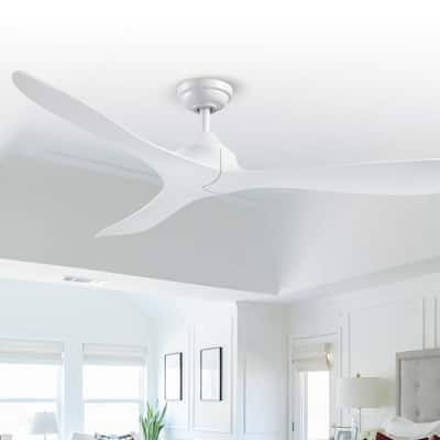 56" White ABS 3-Blade Propeller DC Ceiling Fan with Remote