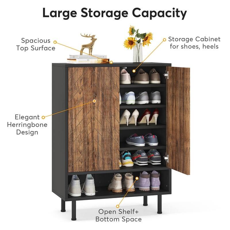 6-Tier Modern Shoe Storage Cabinet - 13.77"D x 28.74"W x 43.31"H