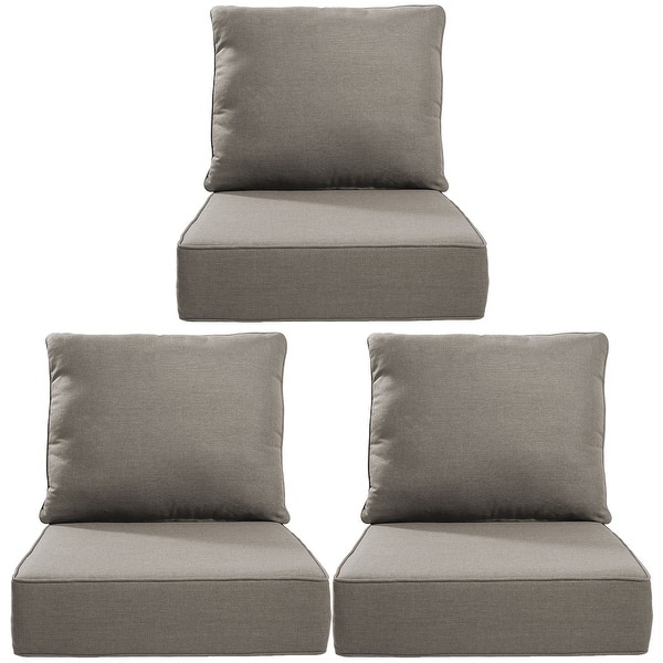 slide 2 of 10, Gymojoy 24"x24"x6" Thick Cushions & Pillows Set - Deep Seat Indoor/Outdoor Water & Fade Resistant Grey - Three Sets