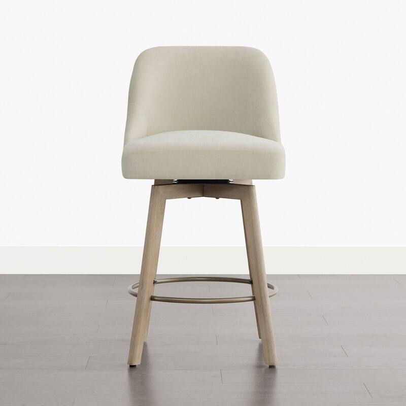 Spruce & Spring Modern Upholstered 360-degree Swivel Bar Stool for Kitchen and Home Bar