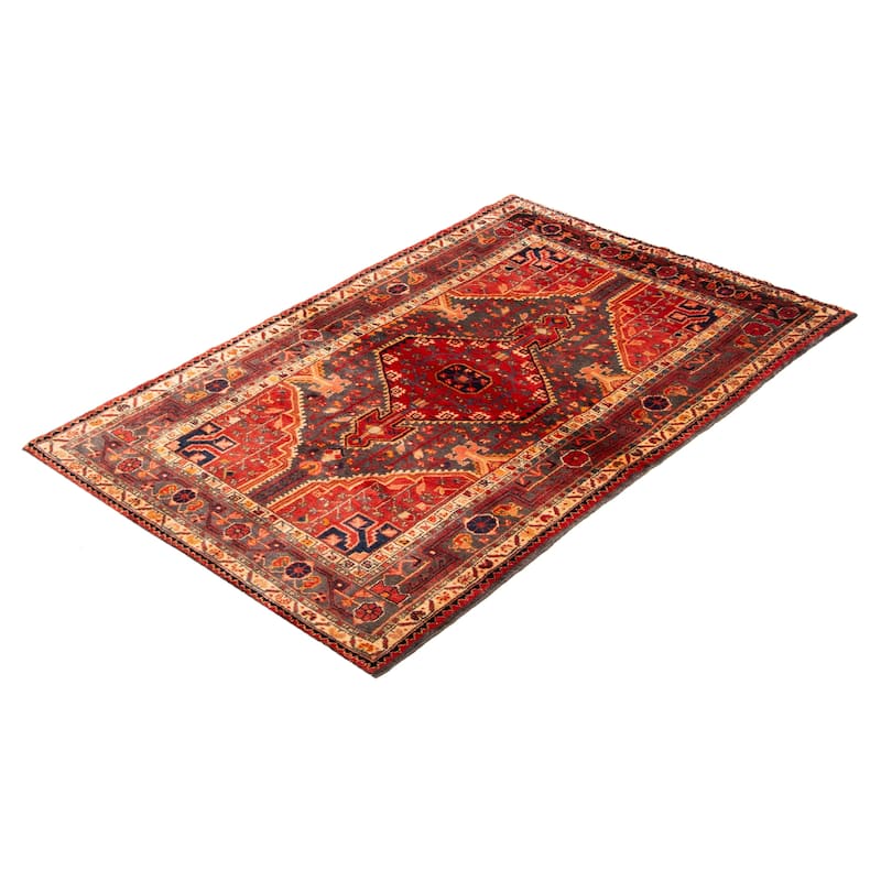 ECARPETGALLERY Hand-knotted Anatolian Vintage Red Wool Rug - 4'4 x 6'11
