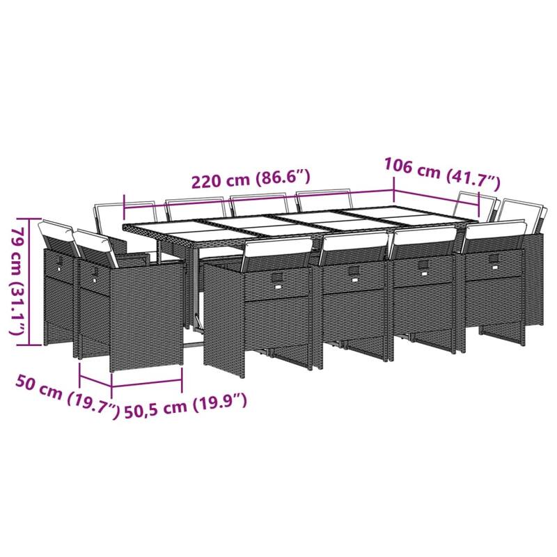 vidaXL Patio Dining Set Set of 10/12/14/16