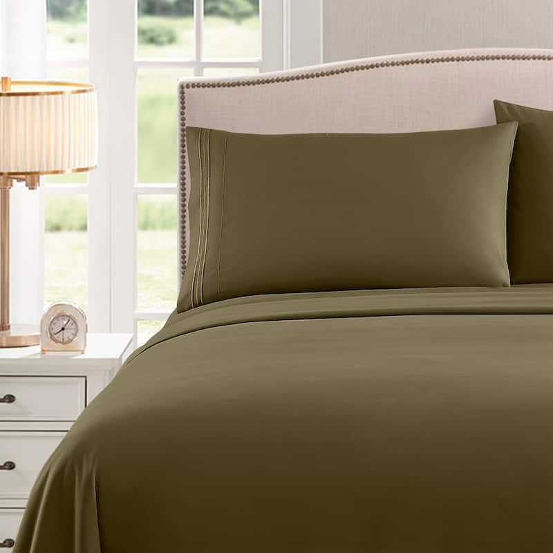 Sweet Home Collection 4 Piece Chevron Printed Sheet Set, Double Brushed Microfiber