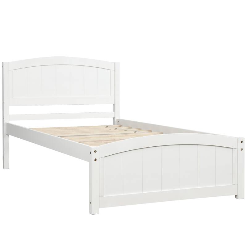 Wood Twin Size Platform Bed Solid Construction Twin Bed Frame