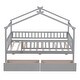preview thumbnail 14 of 13, Twin Size Wooden House Bed with Drawers, Roof Design, Solid Pine Frame, Headboards for Kids' Room, Easy Assembly, Grey