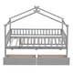 preview thumbnail 28 of 27, Twin Size Wooden House Bed with Two Drawers and Fence for Boys, Girls and Bedroom
