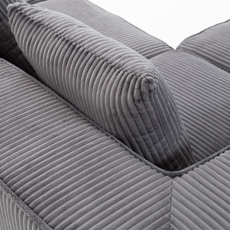 Corduroy Modular Sectional Sofa with Chaise Lounge, Deep Seat, Ottoman