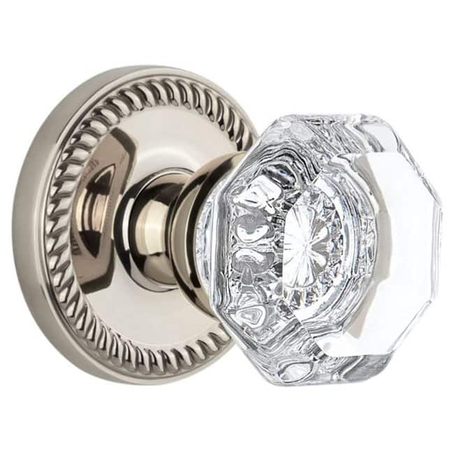 Grandeur Newport Solid Brass Rose Single Dummy Door Knob with Chambord - Polished Nickel