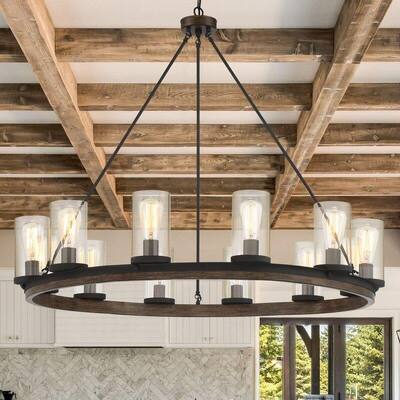 Acroma 12 Light 42In Modern Farmhouse Wagon Wheel Chandelier-UL