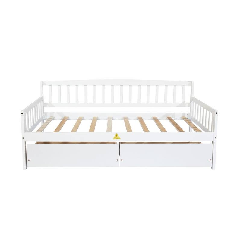 Twin Size Pine Wood Daybed with two Storage Drawers