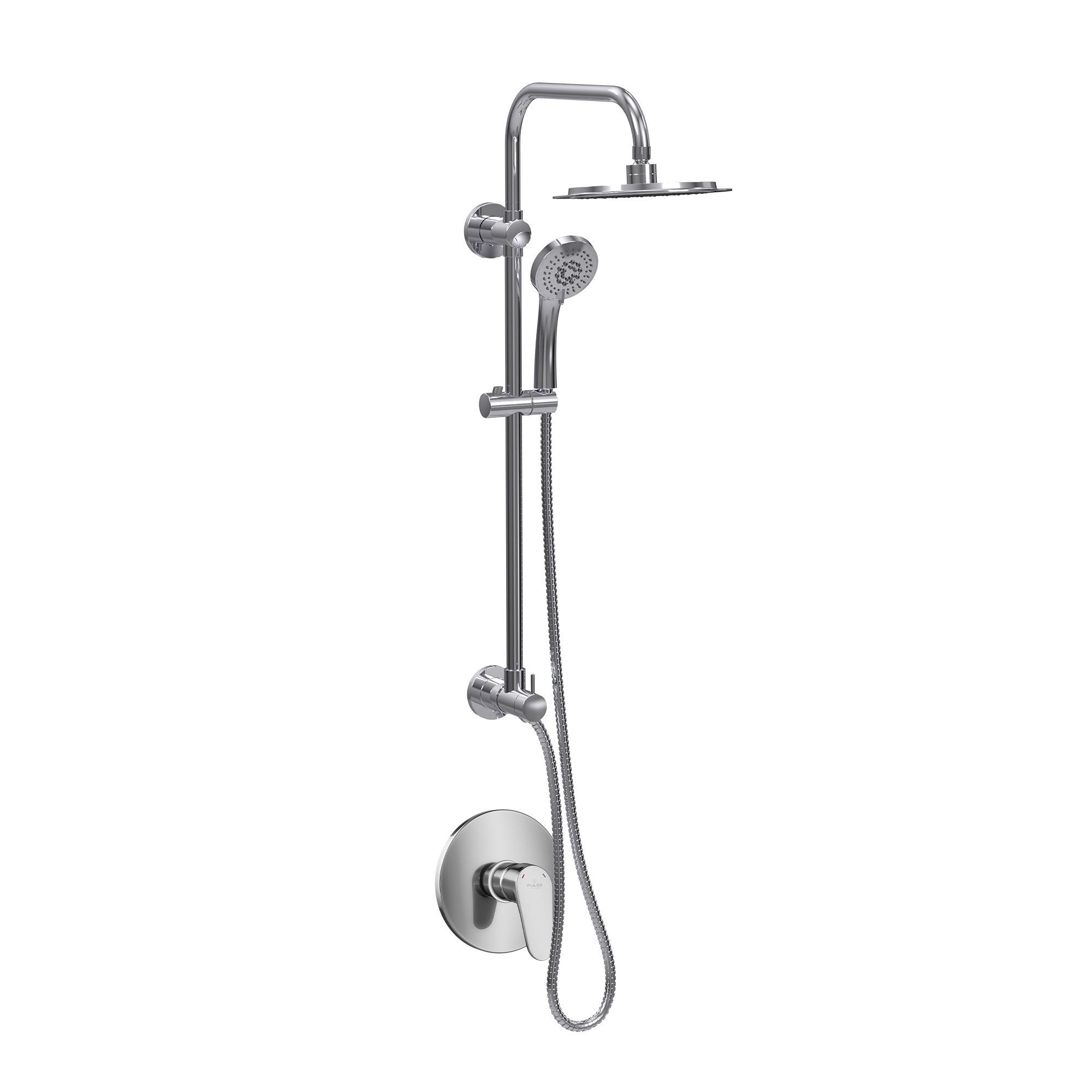 SeaBreeze II 8-in Rain Showerhead with Multi-function Handshower Adjustable Slide Bar and Mixing Valve Chrome 1.8 GPM
