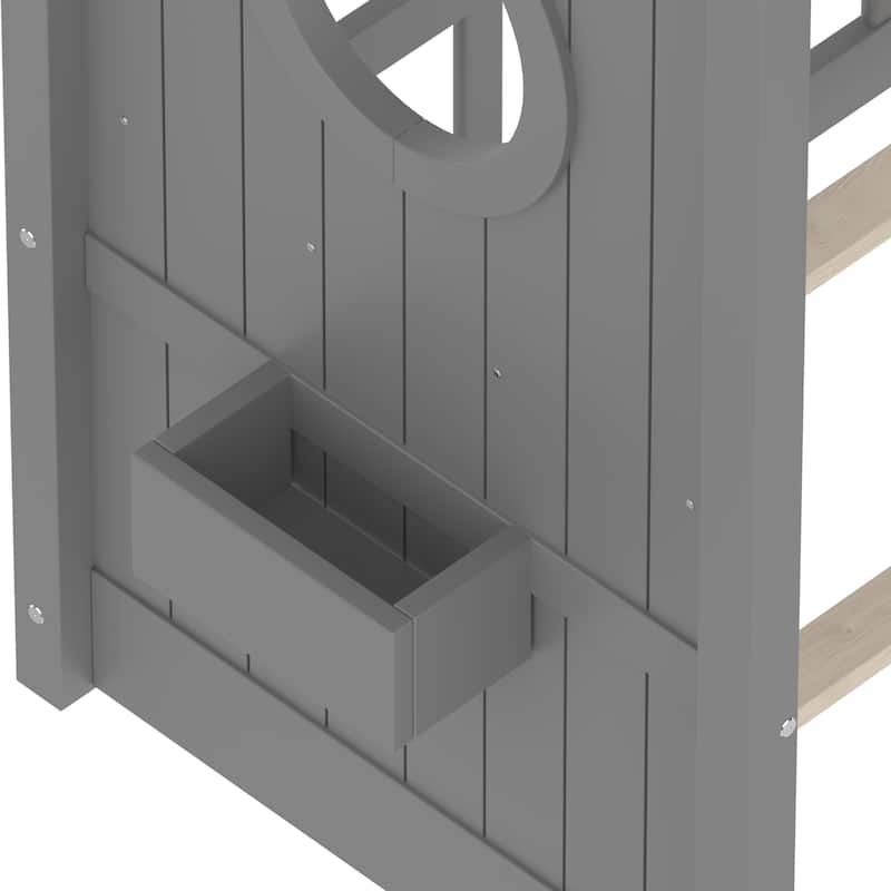 Floor House Bed with Roof & Storage Shelf by Harper&Bright Designs