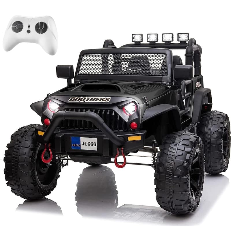 12V 2-Seater Kids Electric Ride-On Truck with Remote Control, Spring Suspension & Music - Black