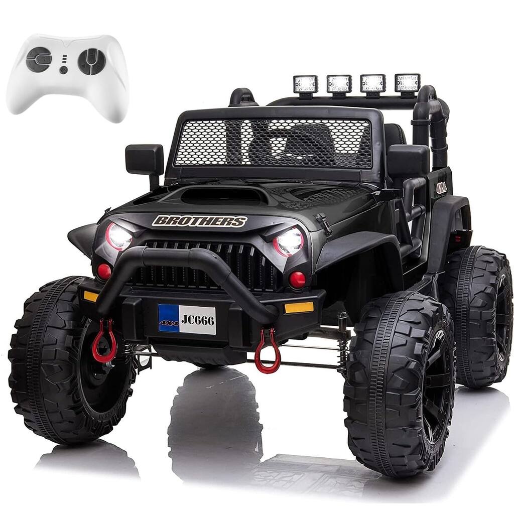 12V 2-Seater Kids Electric Ride-On Truck with Remote Control, Spring Suspension & Music - Black