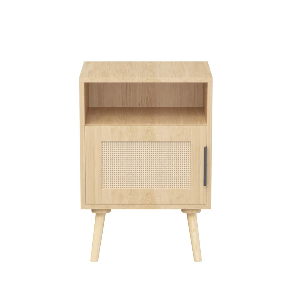 Accent Bedside End Table with Door Open Shelf for Bedroom Dorm
