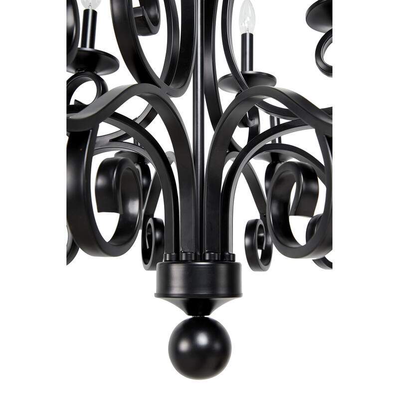 Black Metal Antique Style 18 Light Room Chandelier with Scrolls