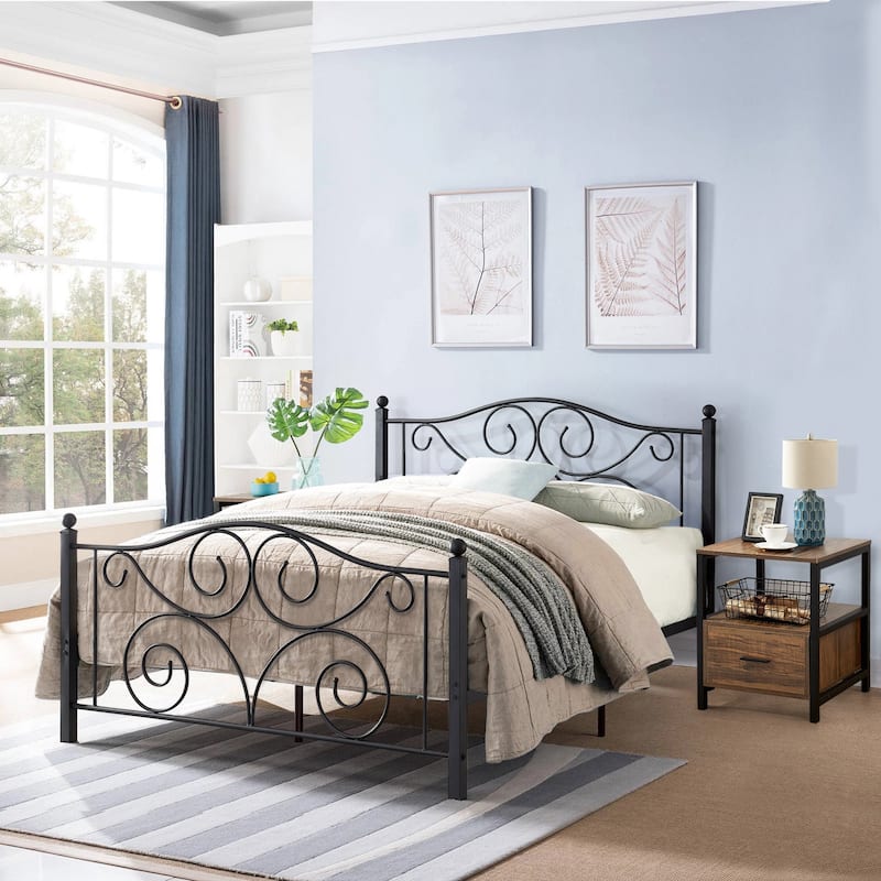 Taomika 3-Pieces Bed Frame and Modern Nightstands Sets