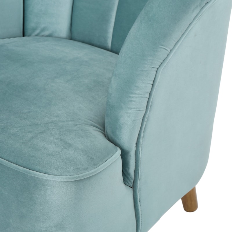 Blue Modern 27.5" Upholstered Club Chair with Rubber Wood Legs for Living Room