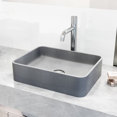 VIGO Segovia 16"L x 12"W Concrete Vessel Sink and Apollo 12"H Faucet Set