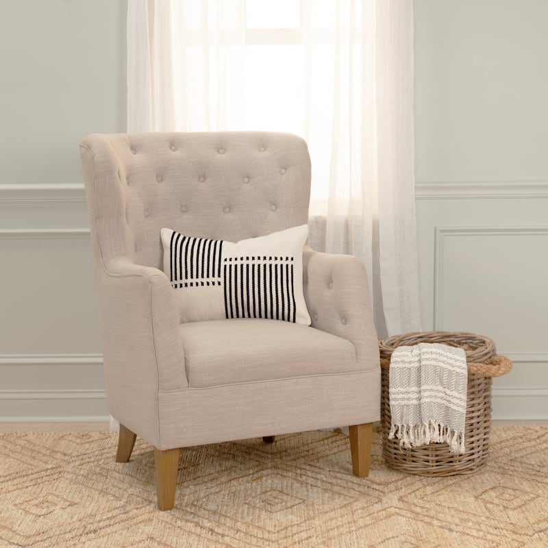 Rizzy Home Transitional Natural Pillow Cover - 14"x20"