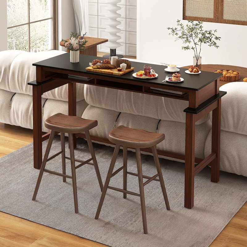 Modern Farmhouse Console Table Bar Table with Charging Station