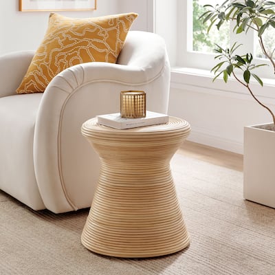 Tavi Hourglass Natural Rattan Round Side Table