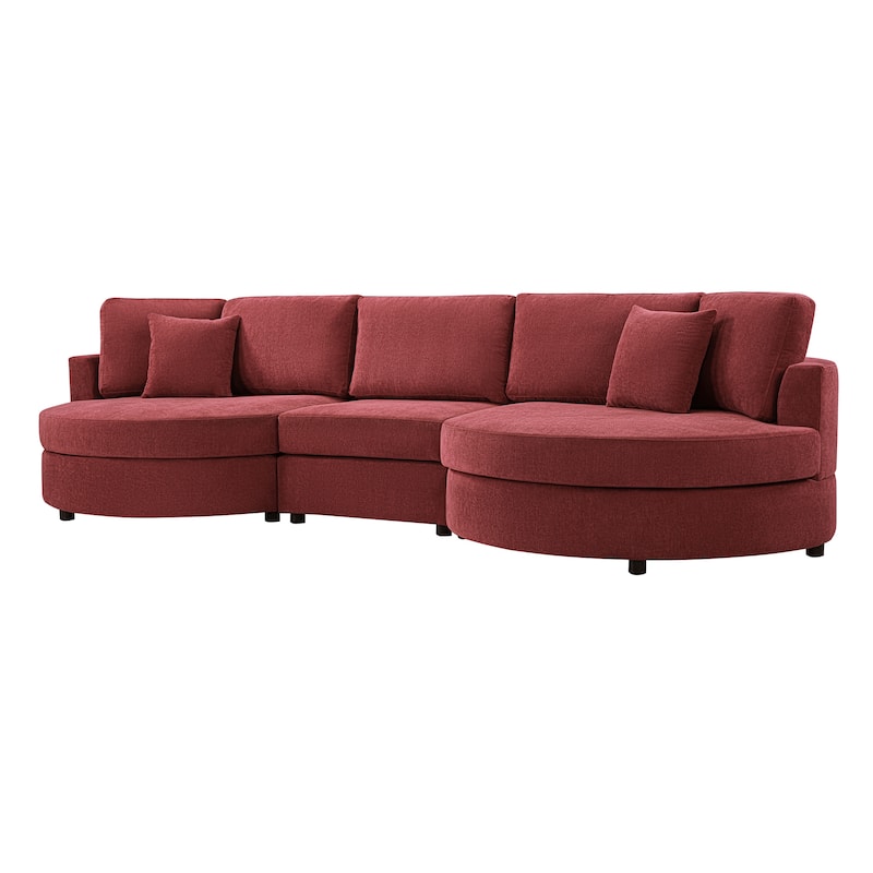 Christopher Knight Home - Xanthippe 3 Seater Upholstered Curved Design Sofa with Throw Pillow