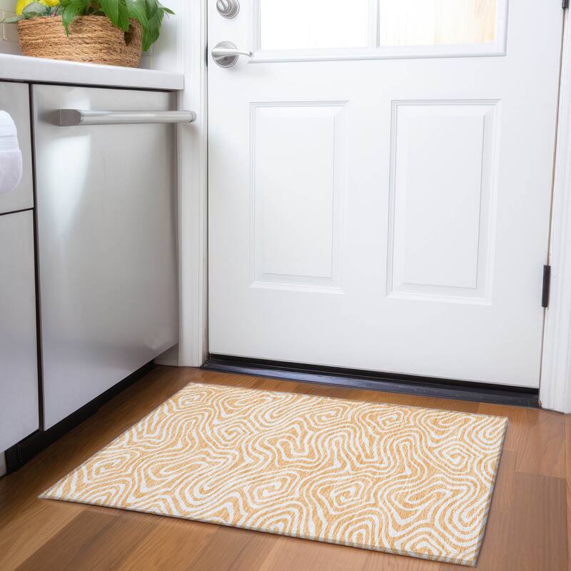 Premium Washable Super Soft Modern Maze Mayfield Rug - Peach - 1'8" x 2'6"