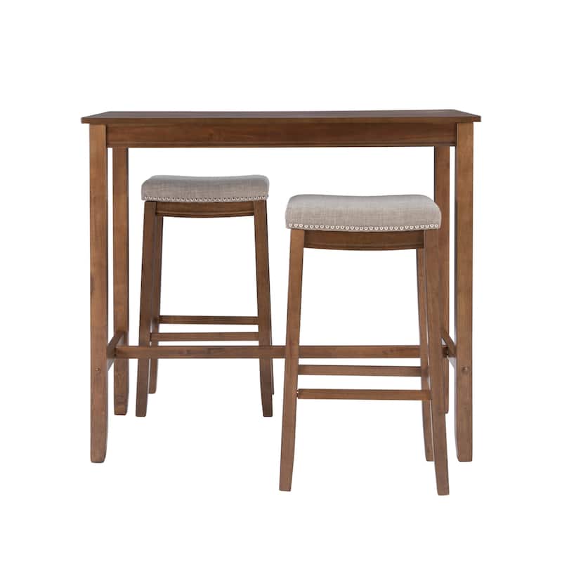 3-Piece Bar Table and Stool Set- 47.25" - Brown and Gray