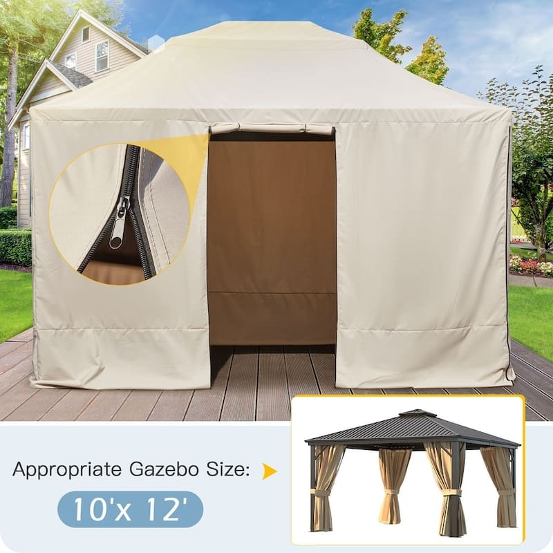 Winter Gazebo Cover with Sidewalls, Waterproof Outdoor Enclosure for Hardtop Gazebos, Beige