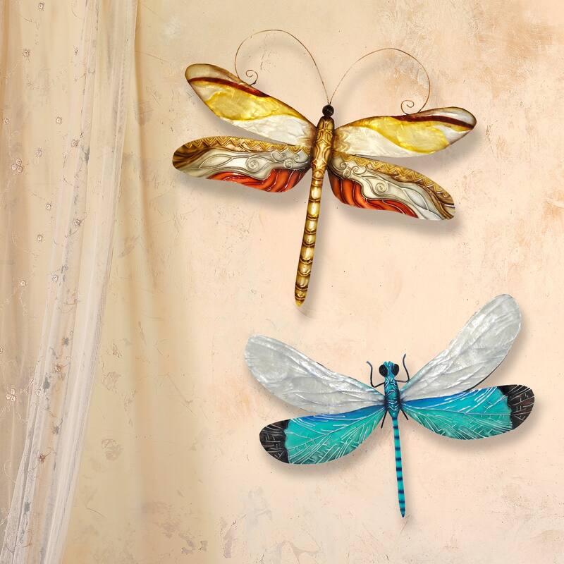 Dragonfly Wall Decor White And Aqua (m4015) - 1 x 12 x 9