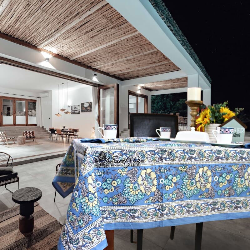 Luxuriant Floral Cotton French Country Tablecloth Collection