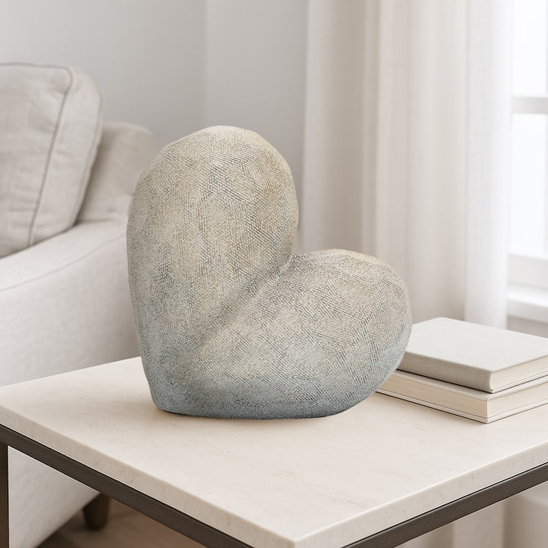 Modern Stone Ceramic Geometric Heart Sculpture
