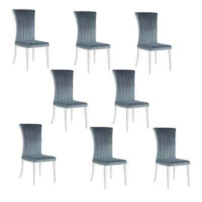 Regalia Dark Grey and Chrome Tufted Dining Chairs (Set of 8)