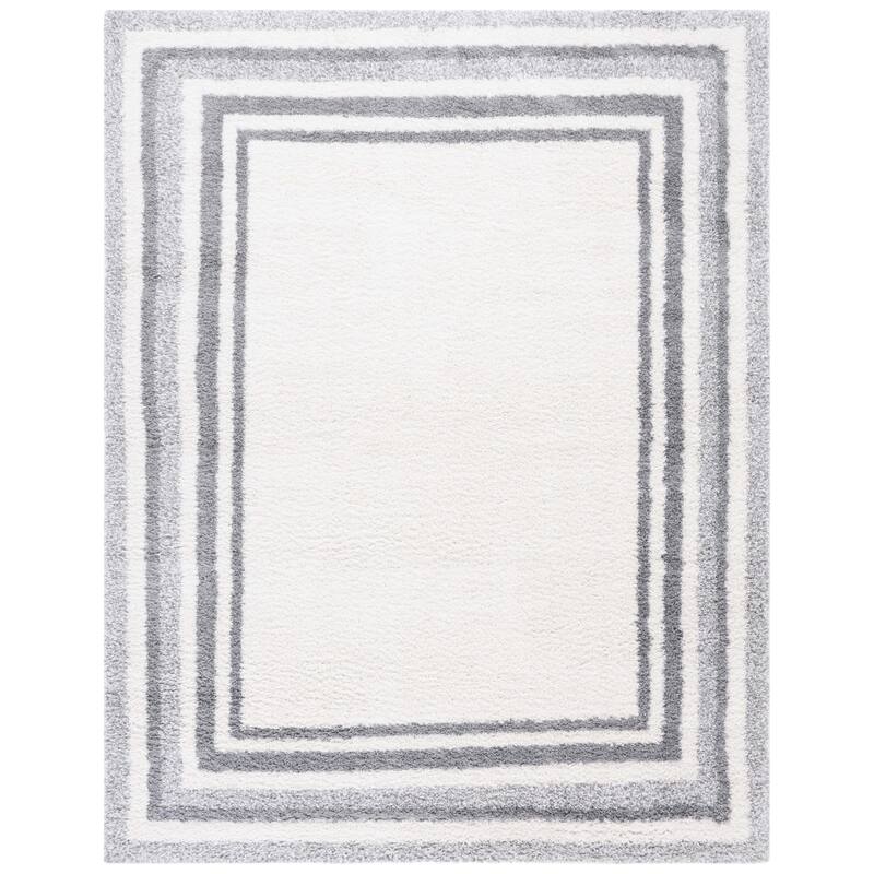 SAFAVIEH Border & Stripe Shag Rigoberta Modern 1.4-inch Thick