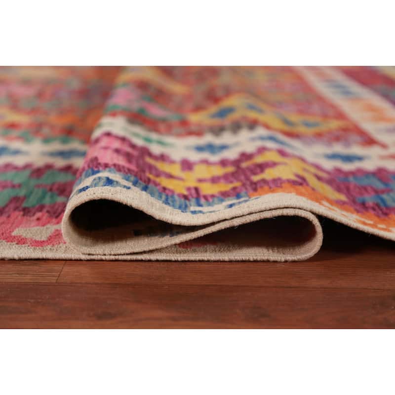 Kkilim Oriental Area Rug Hand-Woven Wool Carpet - 8'5"x 12'0"