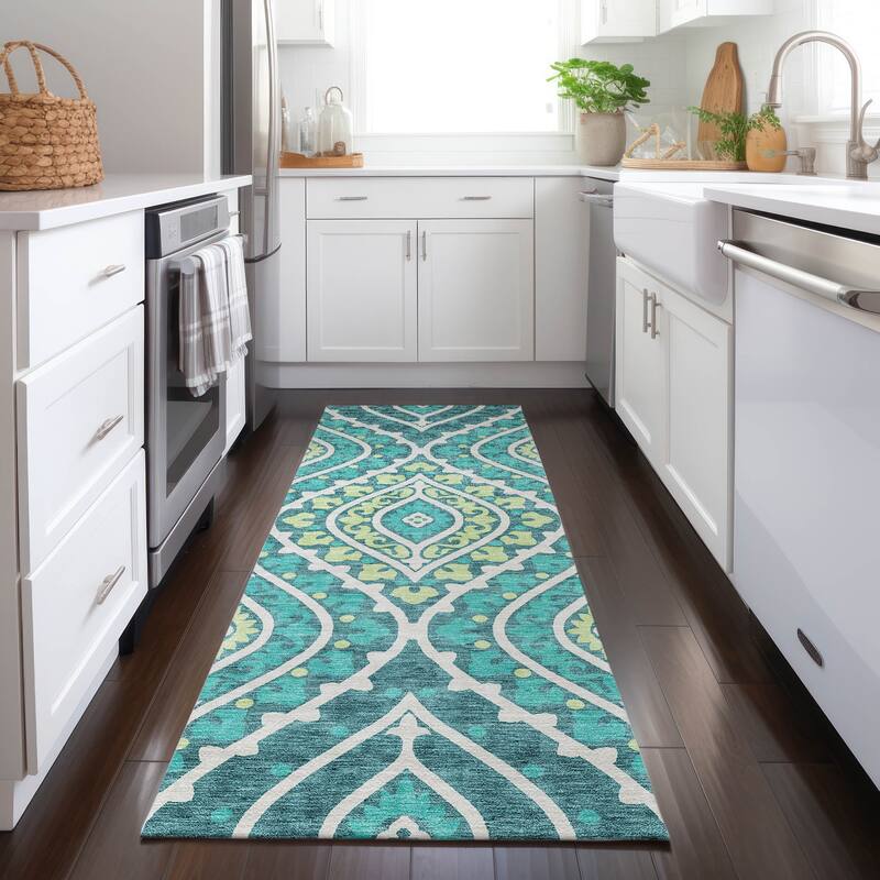 Machine Washable Indoor/ Outdoor Chantille Ttransitional Medallion Rug