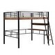 preview thumbnail 8 of 10, Full Size Metal Loft Bed with Built-in Desk,Storage Shelf and Ladder,Black Kids Bed