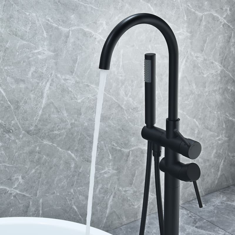 Altair Assens Double Lever Handle Freestanding Floor Mounted Tub Filler with Handshower