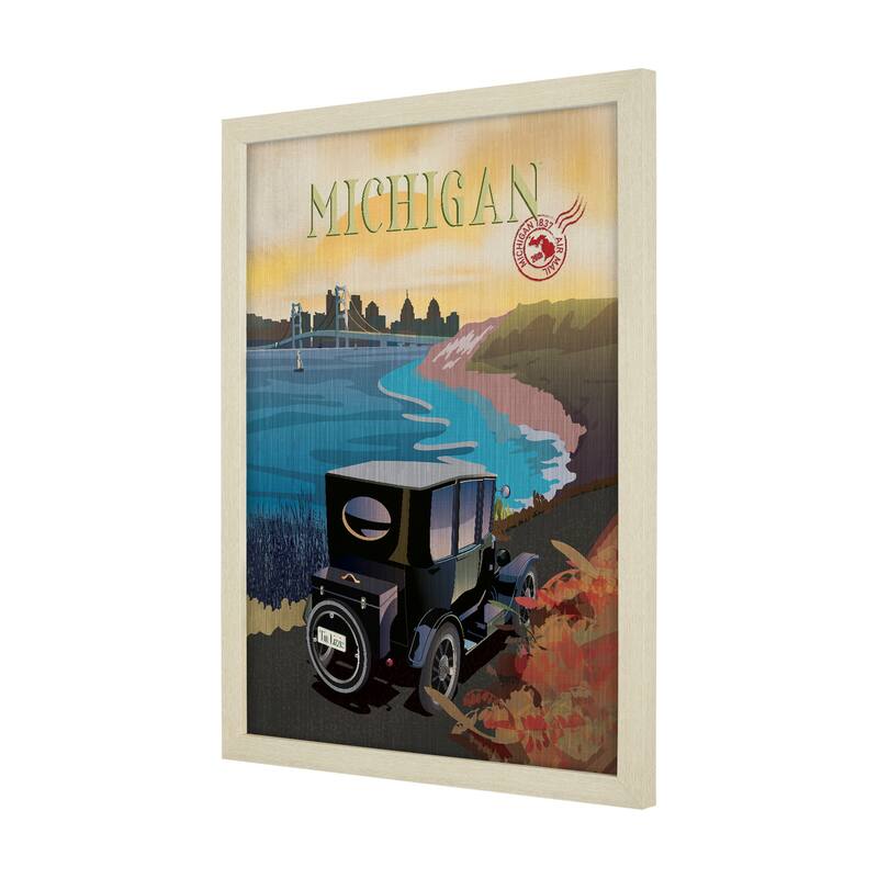 Michigan Go USA by Mercana Studio a Hand Embellished Framed Art Print Series