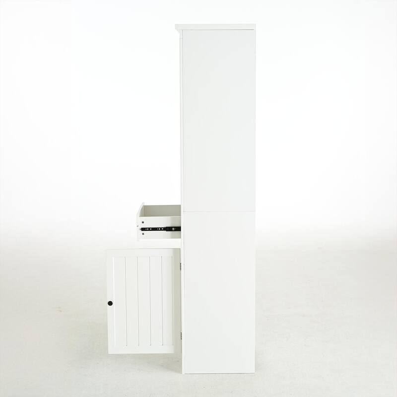 75" Tall Display Shelf with Cabinet, Retro Style cabinet for Hallways Living Room, Kitchen, Home, Studio or Workspace