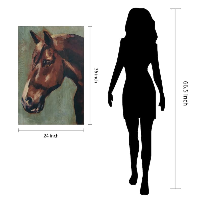 "Village Knight- Horse Portrait" Fine Giclee Printed Directly on Hand Finished Ash Wood Wall Art