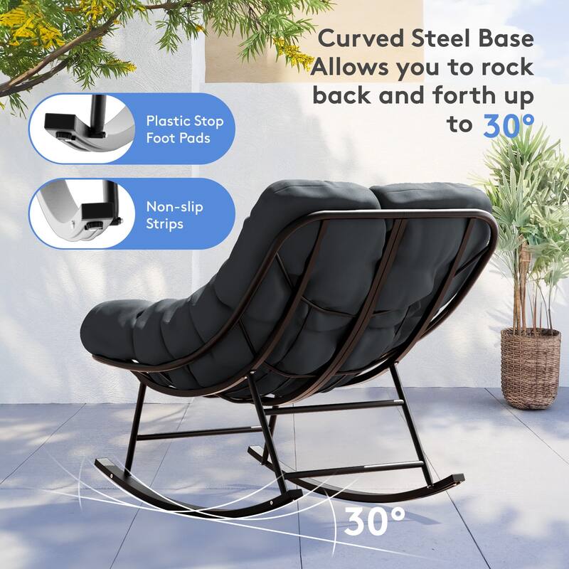 Metal Frame Chair and Footrest Set with Detachable Cushions – Outdoor Comfort and Durability