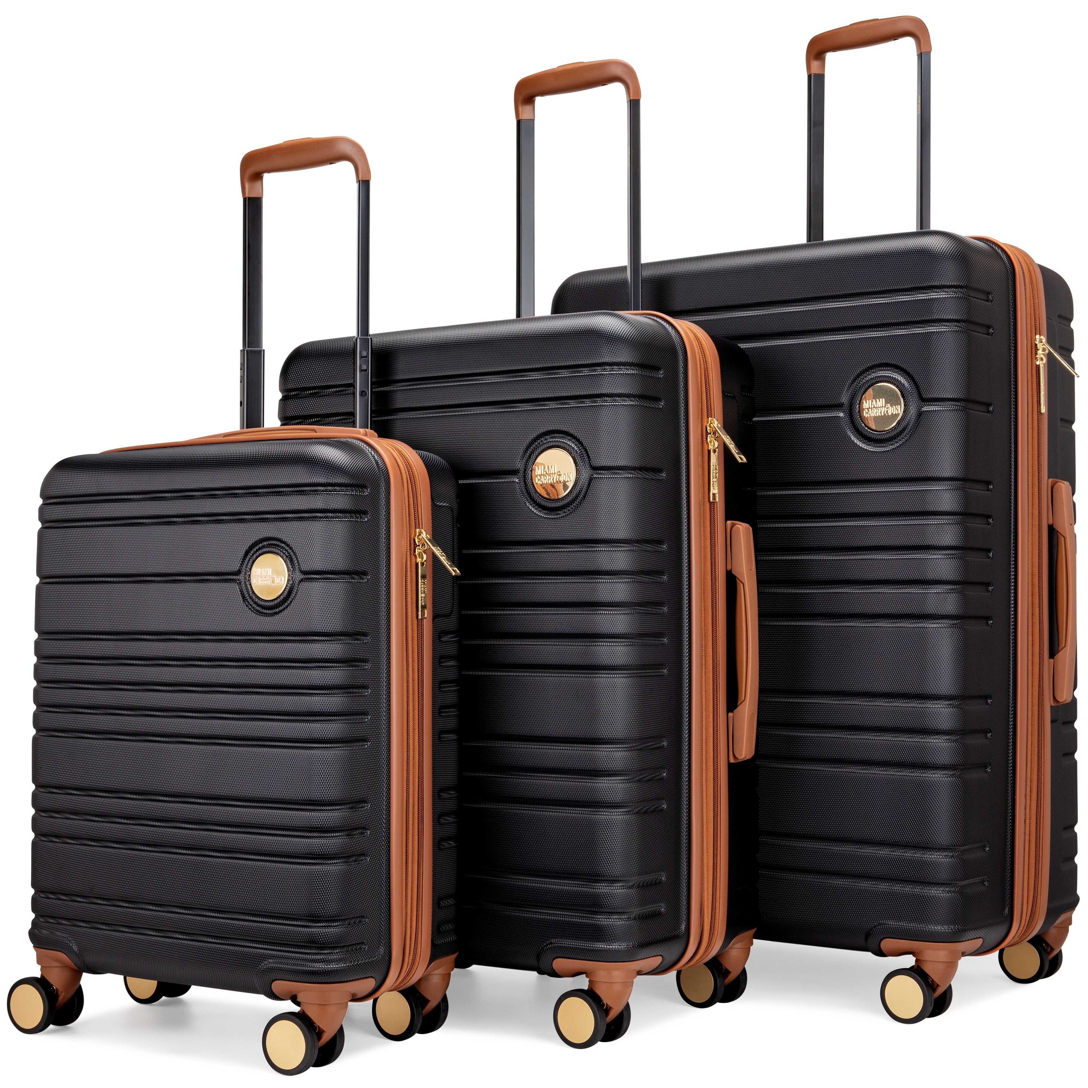 Miami CarryOn Brickell 3 Piece Expandable Retro Spinner Luggage Set